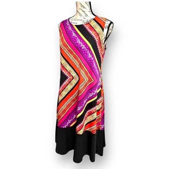 Tiana B. S Colorblock Midi Dress Sleeveless Geometric Print Retro Y2K Casual - Picture 4 of 8